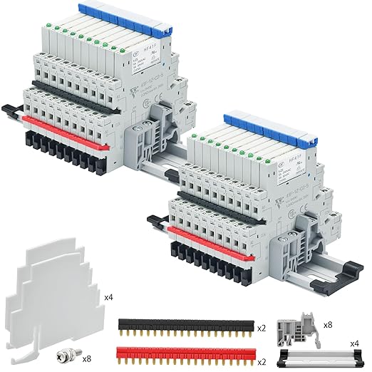 20Pcs Miniature 5 Volt DC Relay 1NO 1NC 6Amp SPDT with LED Indicator, Socket Base and DIN Rail Module