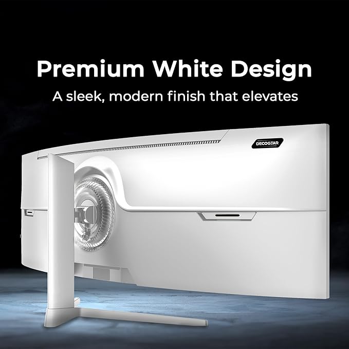 Deco Gear 49" Curved Ultrawide Gaming Monitor | 32:9 | 3840x1080 | 144Hz | 3000:1 | E-LED | 2 HDMI | 2 Display Port - Exclusive White Edition