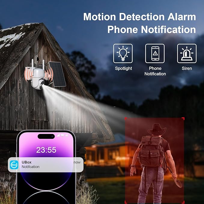 4G LTE Cellular Security Camera No Internet Needed, Solar No wifi Security Camera Outdoor Wireless With SIM Card Jobsite, 2K Color Night Version, 360 Live View, Motion Detection, 2-Way Audio, 2 Packs