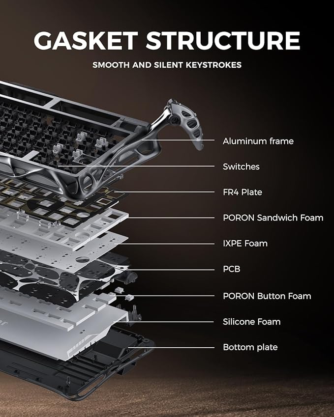 GravaStar Mercury K1 Pro Wireless Mechanical Gaming Keyboard, 75% Layout RGB Custom Keyboard, Aluminum Alloy Matte Black Frame with Phoenix-Inspired Keycaps, Hot-Swappable Linear Switches – CyberFlare