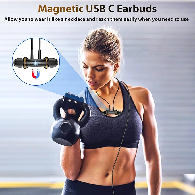 COOYA USB C Headphones for Samsung Z Fold Flip 7 S25 Ultra A16 Magnetic Wired Earbuds HiFi Stereo Type-C in-Ear Earphone w/Remote & Mic for iPhone 17 16 Pro iPad 10 Pixel 9 8 School Chromebook Laptop