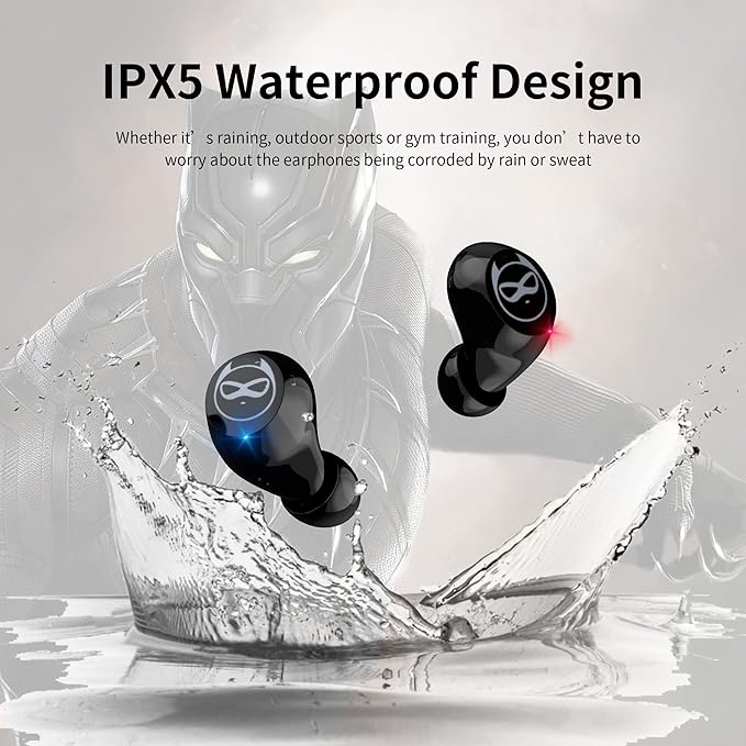 Kids Wireless Earbuds for Small Ears, Touch Control Headset in-Ear Wireless Headphones, Bluetooth 5.3 Noise Reduction Earphones with Blinking Eyes Charging Case