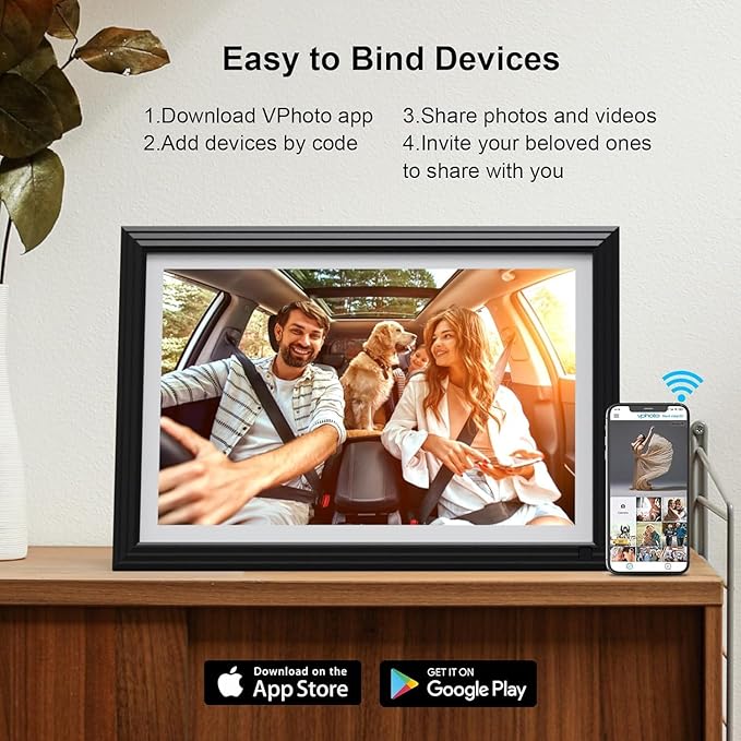 Wireless Digital Picture Frame 10.1"-WiFi-Photo-Frames - Smart Electronic Photo Display 32GB,1280 * 800 Touch Screen, Wall Mountable, Share Photo Video Via App, for Boyfriend Girlfriend