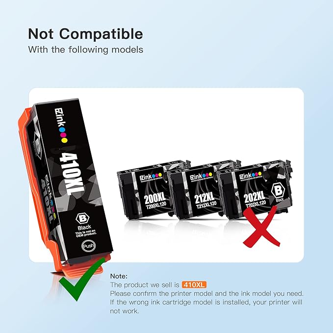 E-Z Ink 410 Ink Cartridges Remanufactured for Epson 410 410XL Printer Ink Cartridges 5 Pack Work with Expression XP-7100 XP-640 XP-830 XP-530 XP-630 XP-635 (Black, Cyan, Magenta, Yellow, Photo Black)