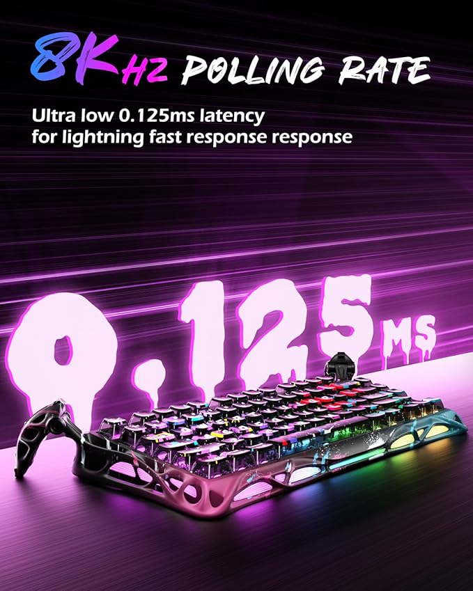 GravaStar Mercury V75 Pro 75% Hall Effect Magnetic Switch Gaming Keyboard, Only Wired, Hot‑Swappable, 8000 Hz Polling, Dual‑Zone RGB, Semi‑Aluminum Frame - Neon Graffiti
