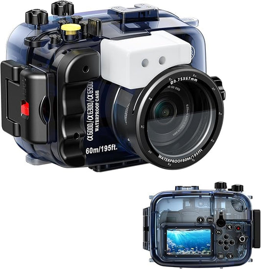 Sea frogs Waterproof Camera Housing Compatible with Sony A6000/A6300/A6500 IPX8 60m/196ft Maximum Diving Depth Underwater Camera Case for Diving, Surfing, Rowing, Skiing