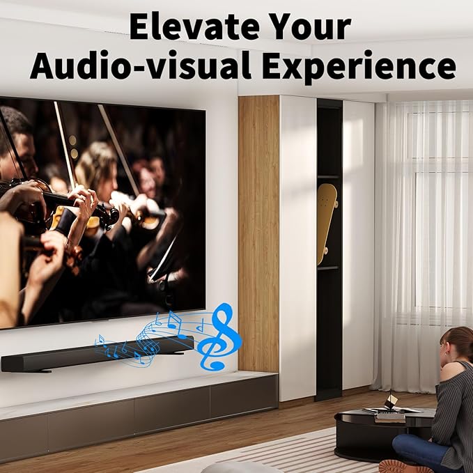 suptek Universal Soundbar Wall Mount Shelf – Wall Mount Bracket for Sony, Samsung, Vizio, LG, Sonos Sound Bars – Under TV Mounting, Space-Saving Design (SBR001GDLB)