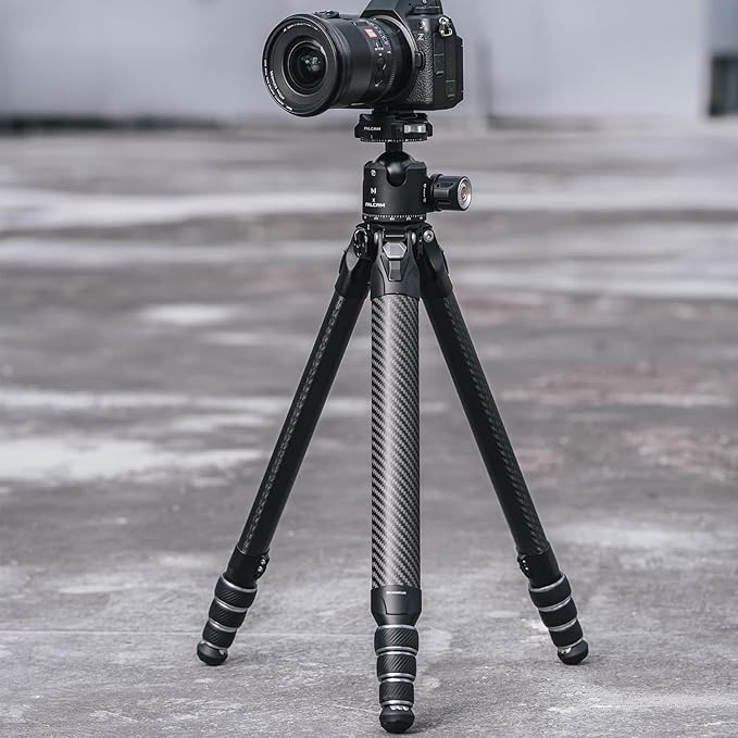 Falcam TreeRoot F38 Pro Carbon Fiber Tripod, 61" Quick Lock Travel Tripod, 5kg Load, F22 Interfaces, 1/4" Screw, Carry Strap Holes for DSLR, Mirrorless, and Video Cameras (R140T)