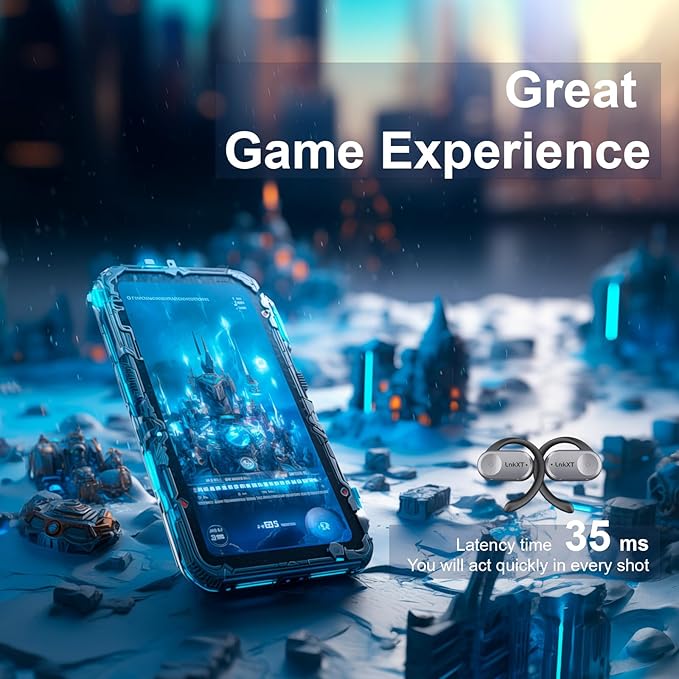 for Open Ear Headphones, True Wireless Earbuds, Bluetooth Headphones,16.2mm Speakers, Bluetooth 5.4 Headset with Mic for Meeting/Sports/Running/Cycling/Driving/Gaming/Gym/Travel (Black)