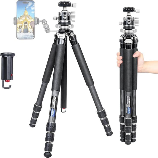 INNOREL Carbon Fiber Camera Tripod GT254C Professional Compact Portable Tripod for DSLR Camera Lightweight Camera Stand with Low Gravity Center Ballhead Special-Shaped Center Column Load 33.1lb/15kg