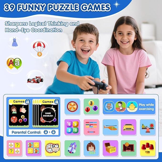 Smart Watch for Kids with 39 Games Touchscreen Camera Video, Music Player, Pedometer, Calculator, Calendar, Stopwatch, Flashlight, Alarm Clock 12/24 hr, Birthday Gifts Toys for Boys Ages 3-12