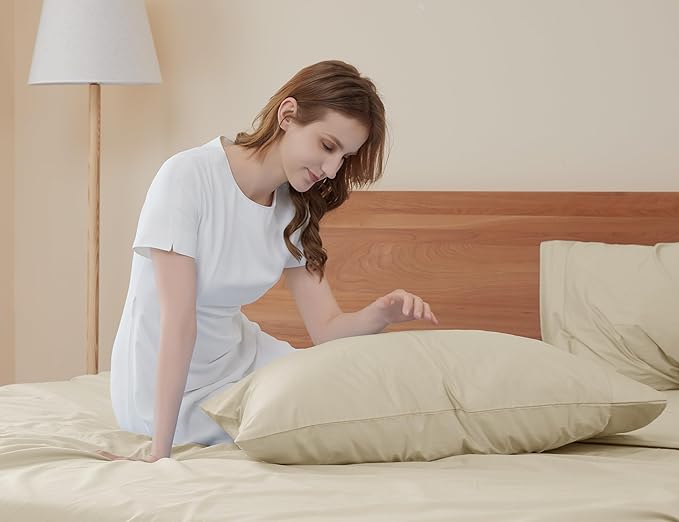 Sunflower King Pillowcases Set of 2, 100% Cotton King Size Pillow Cases 2, 20×40 inches Light Brown, Soft and Breathable