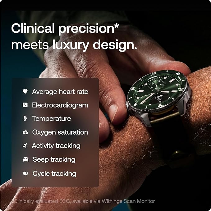 Withings Scanwatch Nova - Heart Health Hybrid Smart Watch for Men & Women - SPO2, Temperature Monitoring, Sleep, Respiratory Health, Cycle Monitoring, 30-Day Battery Life, Apple iOS/Android