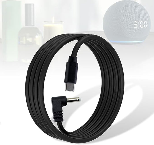 USB C to DC Charger Adapter for Echo Dot 3rd/4th Gen, Echo Dot 3rd/4th Gen with Clock Kids,Echo Spot (Black)