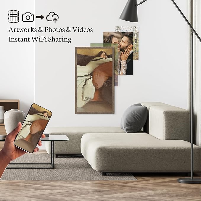 BSIMB Large Digital Picture Frame 21.5 Inch, 1920x1080 FHD WiFi Digital Photo Frame Electronic 32GB Remote Control, Share Pictures/Videos via App/USB/SD Easy Setup Gifts for Mom(Non-Touch), Dark Wood