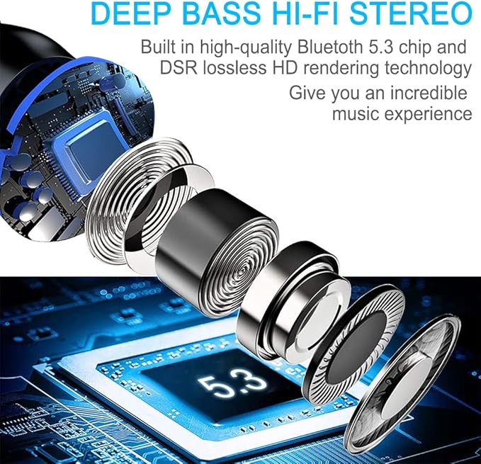 Motast Wireless Earbuds, Bluetooth 5.3 Earbuds 140H Playtime Headphones HD Stereo Noise Cancelling Earphones in Ear with Mic, USB-C Charging Case, IP7 Waterproof Headset for Sports