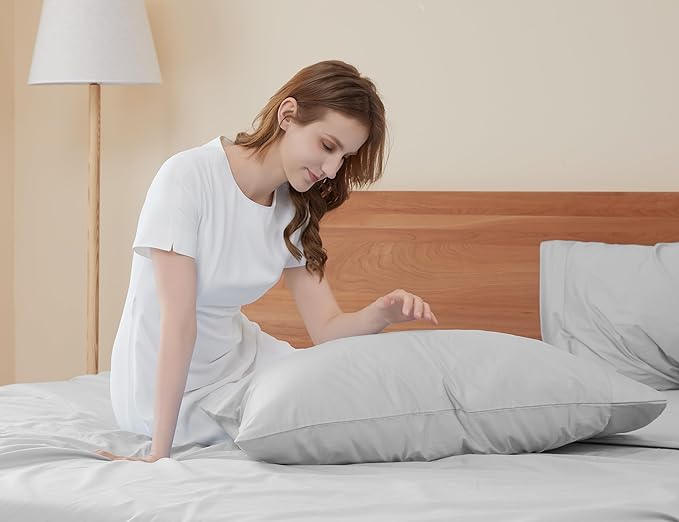 Sunflower Queen Pillowcases Set of 2, 100% Cotton Queen Pillow Cases 2, 20×30 inches Ash, Soft and Breathable