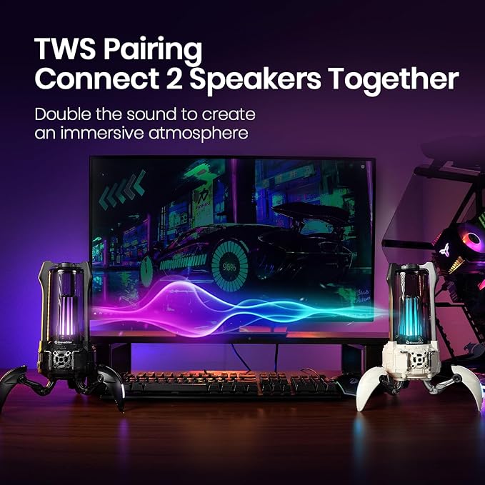 GravaStar Supernova Portable Bluetooth Speaker, LED Table Lamp Speaker, 9H Playtime, TWS Pairing, Wireless Speakers fo Party/Outdoor/Camping/Gifts