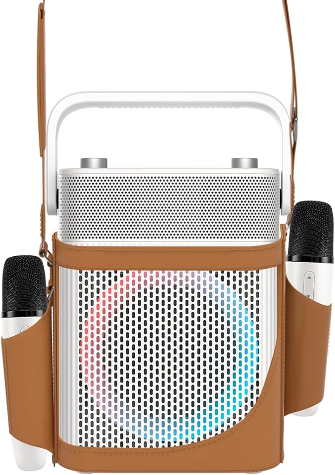 Portable Bluetooth Speaker with Light, Waterproof Karaoke Machine for Adults & Kids, Loud Sound and Deep Bass, Up to 8H Playtime, Support Bluetooth/AUX/USB for Home, Party, Outdoor and Travel