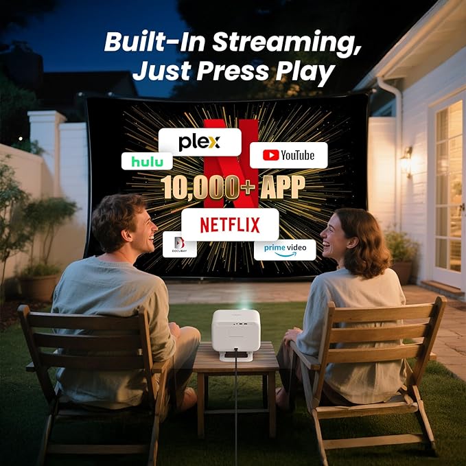 [Netflix-Licensed/Sound by JBL] Yaber L2 Plus Projector with WiFi and Bluetooth, Native 1080P Projector 4K Support, Auto Focus/Keystone Correction, Built-in Apps, Portable Proyector for Home & Outdoor