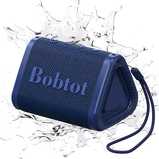 Bobtot Portable Bluetooth Speaker Wireless, IPX7 Small Shower Speaker Waterproof, 15H Playing Time, Loud and Stereo Sound with Bass, TWS Pairing for Party, Camping, Travel, Blue