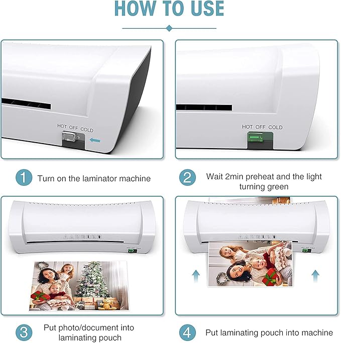 9 Inch Laminator Machine with Never Jam Technology, 40 Laminating Sheets, 4-in-1 A4 Thermal Laminator with Trimmer and Corner Rounder for Office, School, Business and Home Use