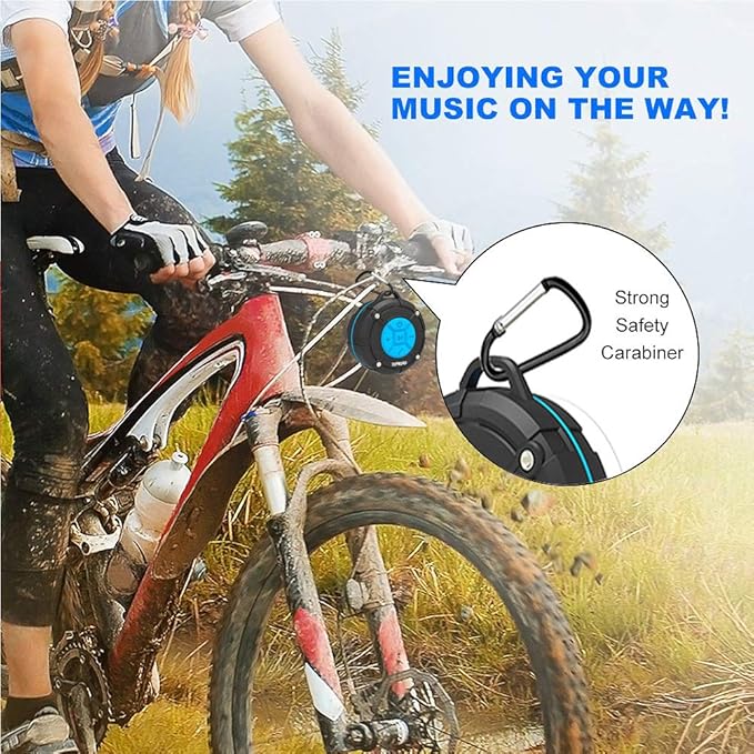 Portable Shower Speaker, IPX7 Waterproof Wireless Outdoor Speaker with HD Sound, 2 Suction Cups, Built-in Mic, Hands-Free Speakerphone for Bathroom, Pool, Beach, Hiking, Bicycle