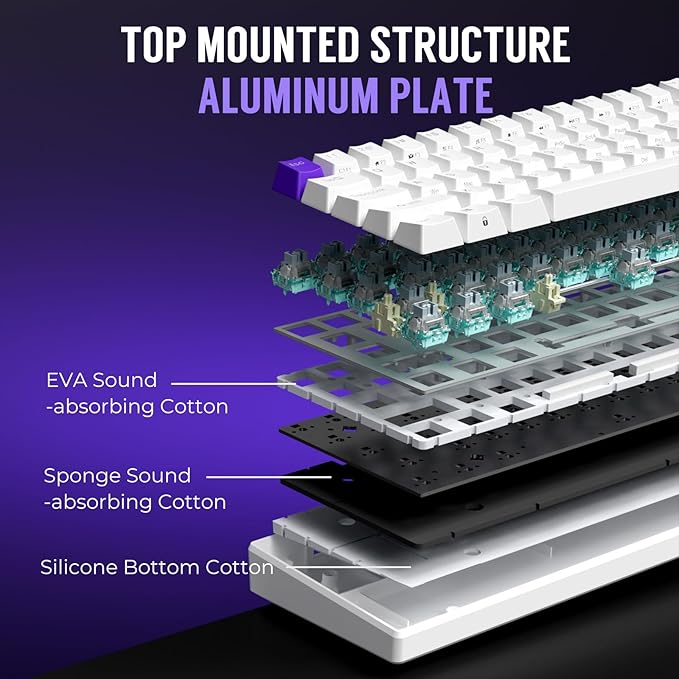 RK ROYAL KLUDGE C61 HE Gaming Keyboard 60% Wired Mechanical Keyboard with Hall Effect Magnetic Switch 8000Hz Polling Rate Rapid Trigger RGB Backlit, 61 Keys, White Purple