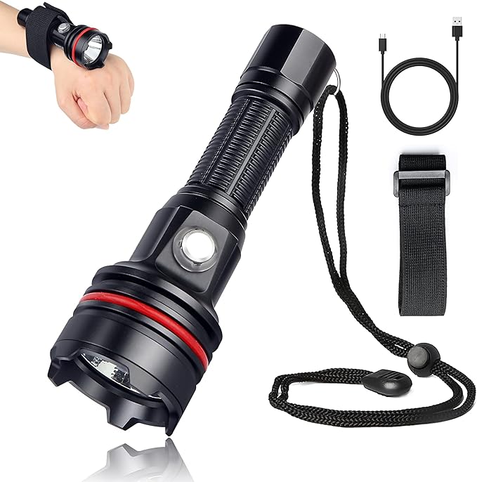 14S 2000 Lumens Professional Dive Light - IP68 328FT/100M Waterproof Underwater Flashlight with 6 Modes & USB-C Charging, for Scuba Diving/Underwater Photography/Spearfishing