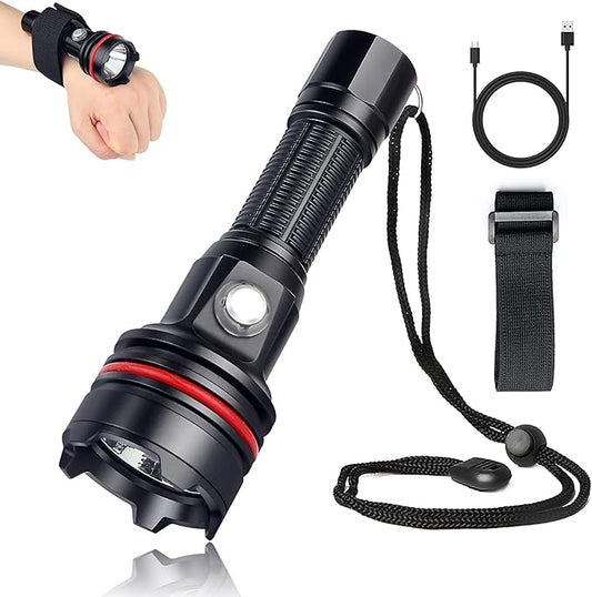 14S 2000 Lumens Professional Dive Light - IP68 328FT/100M Waterproof Underwater Flashlight with 6 Modes & USB-C Charging, for Scuba Diving/Underwater Photography/Spearfishing