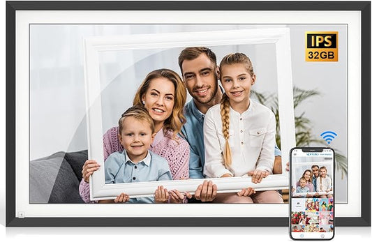 Large-Digital-Picture-Frame 15.6" WiFi Photo Frame - Wireless Digital Frame Load from Phone, IPS Touchscreen, Auto-Rotate, Wall Mounted, Easy Setup to Share Photo Video Remotely, Gifts for Mom Dad