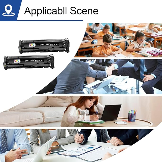 305A Toner Cartridge Replacement for 305A CE410A for Laser Jet: 300 Color M351a, 400 M451dw M451dn M451nw, 400 Color MFP M475dn M475dw, Black(2 Pack)