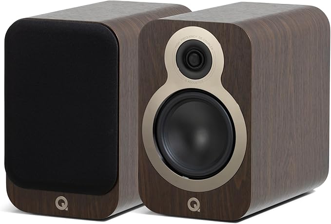 Q Acoustics 3030c Bookshelf Speakers Pair Claro Walnut - 2-Way Reflex Enclosure Type, 5.5" Bass Driver, 0.9" Tweeter - Stereo Speakers/Passive Speakers for Home Theater Sound System