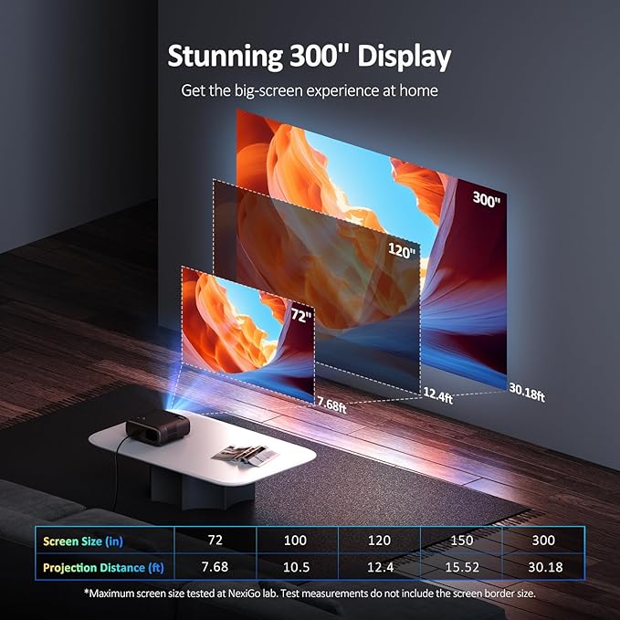 NexiGo PJ40 (Gen 3) Projector with WiFi and Bluetooth, D65 Calibrated, Native 1080P, 4K Supported, Projector for Outdoor Movies, 20W Speakers, Home Theater, Compatible w/TV Stick, iOS, Android