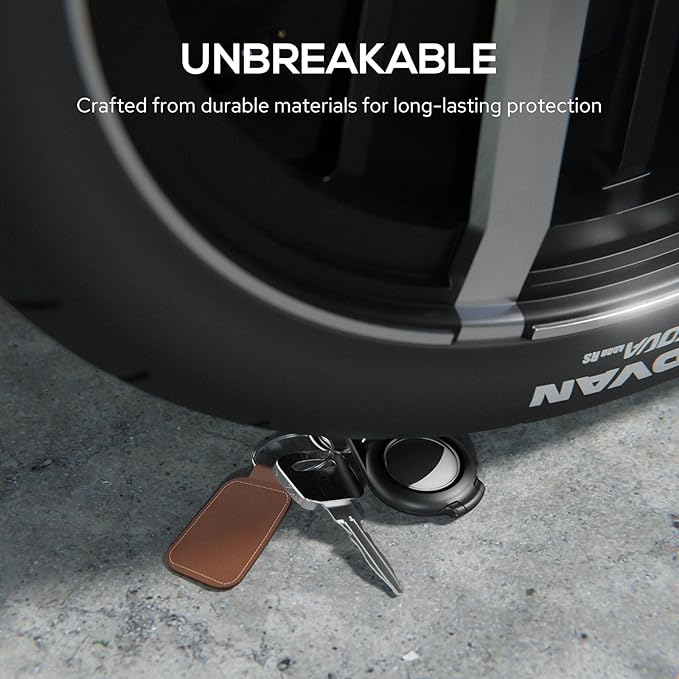 Waterproof Airtag Holder - 4 Pack Airtag Keychain Holder Compatible with Apple AirTags, Ultra Durable Anti-Scratches Protective Case with Keyring for Luggage, Backpack, Pet, Bag, Black/Blue