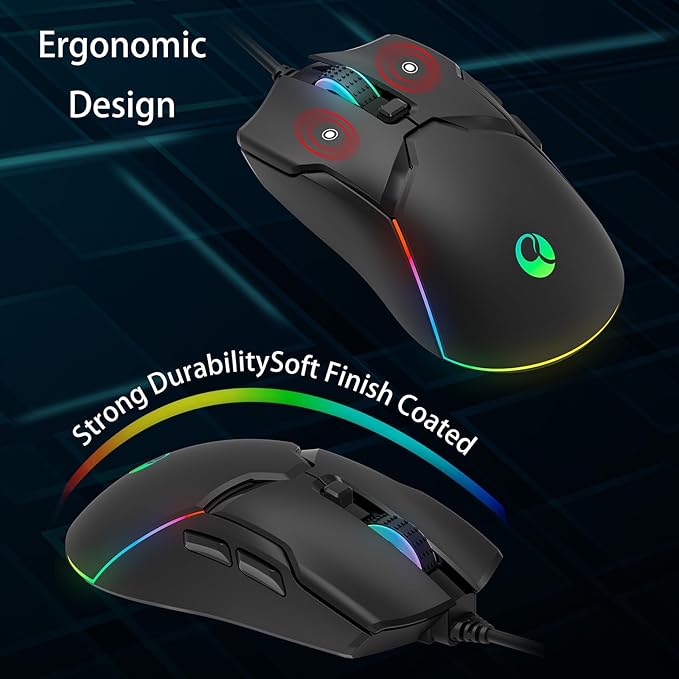Wired Gaming Mouse,All Keys are editable, 12 Backlit Modes,8000 DPI Wired Optical Mouse,Software Supports diy Keybinds Button For Gamer Bigger and office