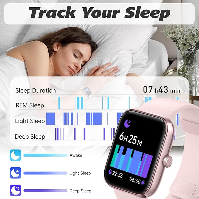 Smart Watch for Men Women with Bluetooth Call,Alexa Built-in Smartwatch,1.8" DIY Dial Fitness Watch with 100+ Sport Mode,IP68 Waterproof Watch Compatible with Android iOS