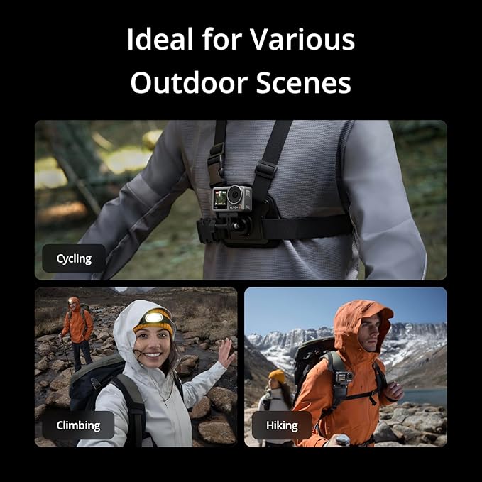 DJI Osmo Action 3 Outdoor Combo - 4K/120fps Action Camera with Chest & Backpack Strap Mount for Hiking and Cycling, Super-Wide FOV, HorizonSteady, Cold Resistant & Up to 320 Mins with 2 Batteries