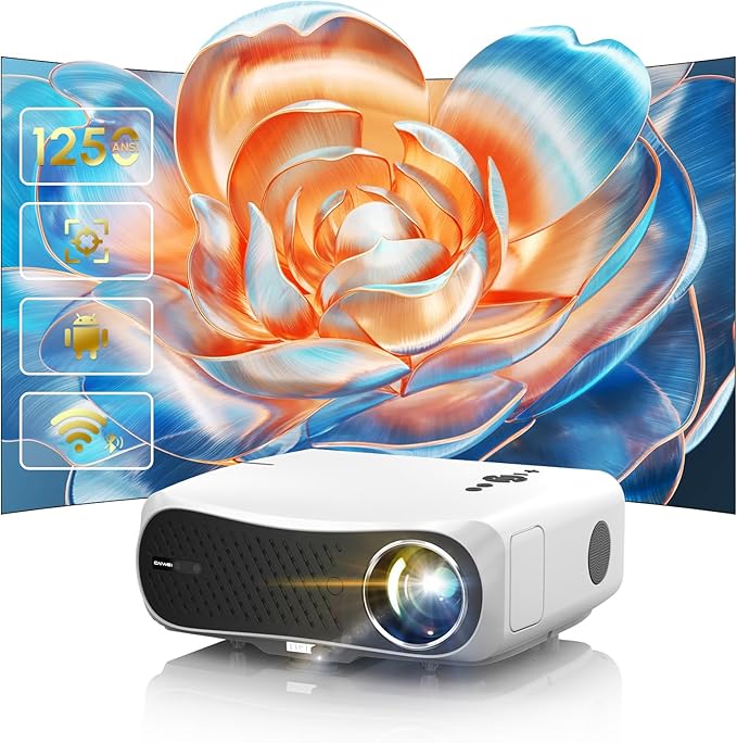 WiFi Bluetooth Movie Projector Indoor 4K, with 2 HDMI ARC, 2 USB, Auto Focus, Smart Android LED Daytime Home Theater Projectors Apps Zoom Keystone for Church, Bedroom, Living /Conference Room, Ceiling
