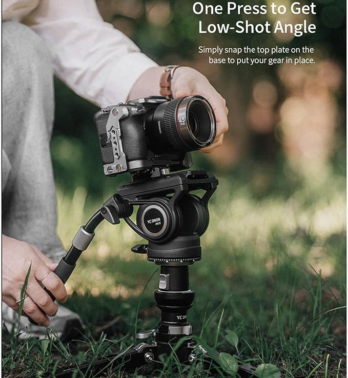 YC Onion Pineta Pro Carbon Fiber Monopod with FH60 Fluid Head and Pedal Base, Light Stand Lightweight Travel Monopod with Quick Release Plate for Sony Canon Nikon DSLR Cameras, Gimbal and etc