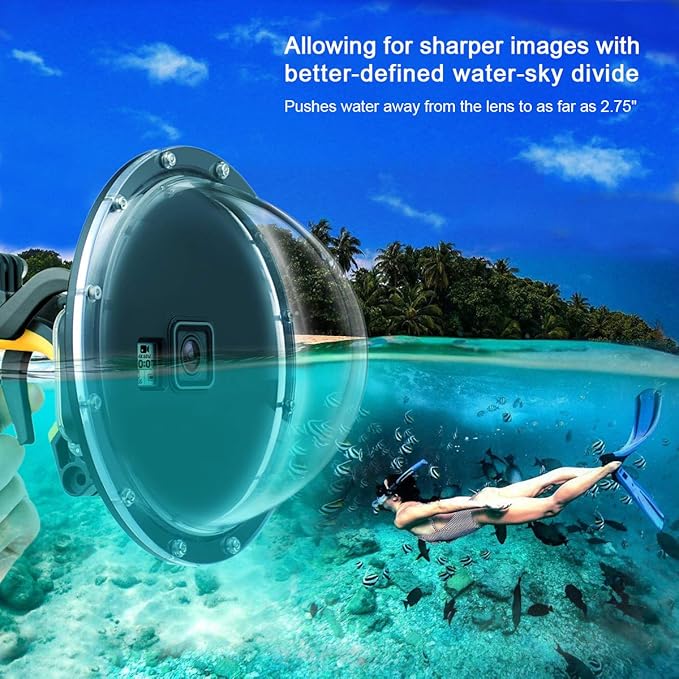 Dome Port for GoPro Hero 2018/7/6/5 Black - Go Pro Dome Port Lens with Waterproof Housing Case Trigger Floating Hand Grip for Hero7 Silver/White Underwater Photography