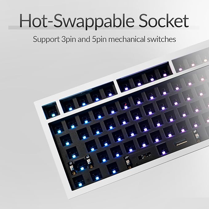 Keychron Q6 Max QMK/VIA Wireless Custom Mechanical Keyboard Barebone Knob Version, Full-Metal Hot-Swappable RGB Backlight 2.4 GHz/Bluetooth/Type-C Wired Gaming Keyboard for Mac/Windows/Linux - White
