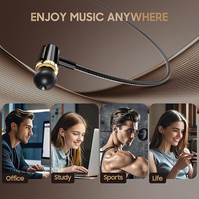 Rayleigh Wired Earbuds 5 Pack, Earbuds Headphones with Microphone, Earphones with Heavy Bass Stereo Noise Blocking, Compatible with iPhone, with iPad and Android Devices, MP3, Fits All 3.5mm Devices