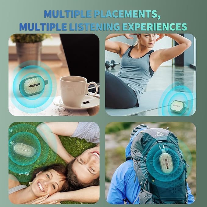 SOWO Wireless Portable Small Speaker, Ultra Magnetic Bluetooth Speaker for Golf Cart, Coverless IP67 Waterproof, 24 H Playtime, Pro Sound, Clip Hanging Design for Outdoor, Indoor - Green