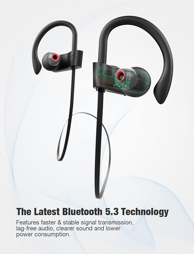 Otium Bluetooth Earbuds Wireless Headphones Bluetooth Headphones, Sports Earbuds, IPX7 Waterproof Stereo Earphones for Gym Running 15 Hours Playtime Sound Isolation Headsets,Black