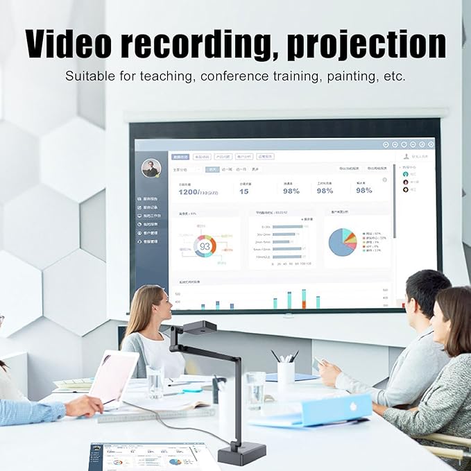 USB Document Camera, 4K Ultra 16MP Document Webcam with Adjustable Angle, Auto Manual Focus, Brightness Adjustment for Distance Learning, Remote Teaching, Web Conferencing, etc