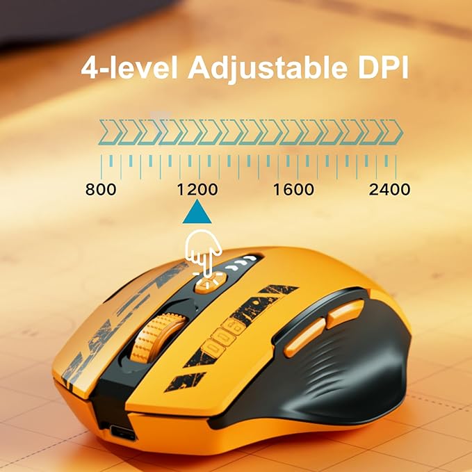 Wireless Bluetooth Mouse,[Upgraded] Rechargeable Computer Mice (BT 5.0/4.0+2.4G Hz) with Visible Battery Level, 4 Adiustable DPl, Portable PC Mouse for MacBook Chromebook
