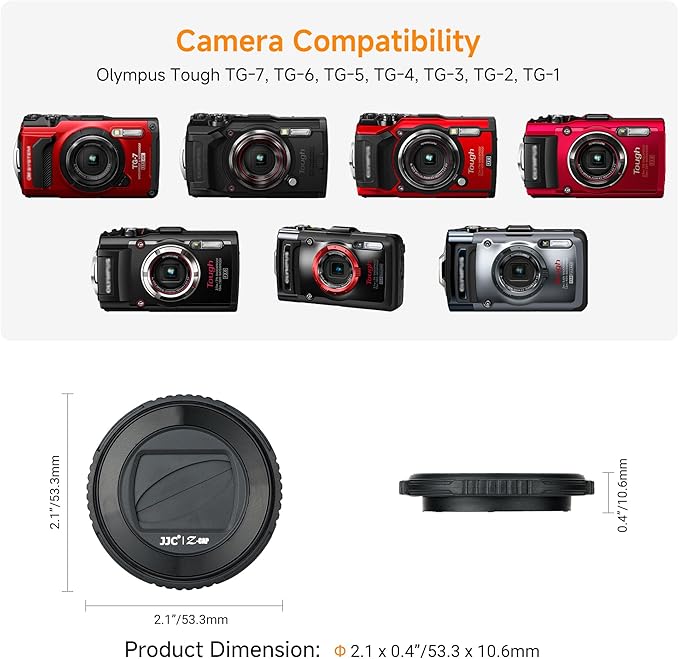 JJC LB-T01 Lens Cap Cover Protector for Olympus TG-7 TG7 TG-6 TG6 TG-5 TG5 TG-4 TG4 TG-3 TG3 TG-2 TG2 TG-1 TG1 Tough Waterproof Cameras, Rotate to Open or Close, Made of ABS Materials