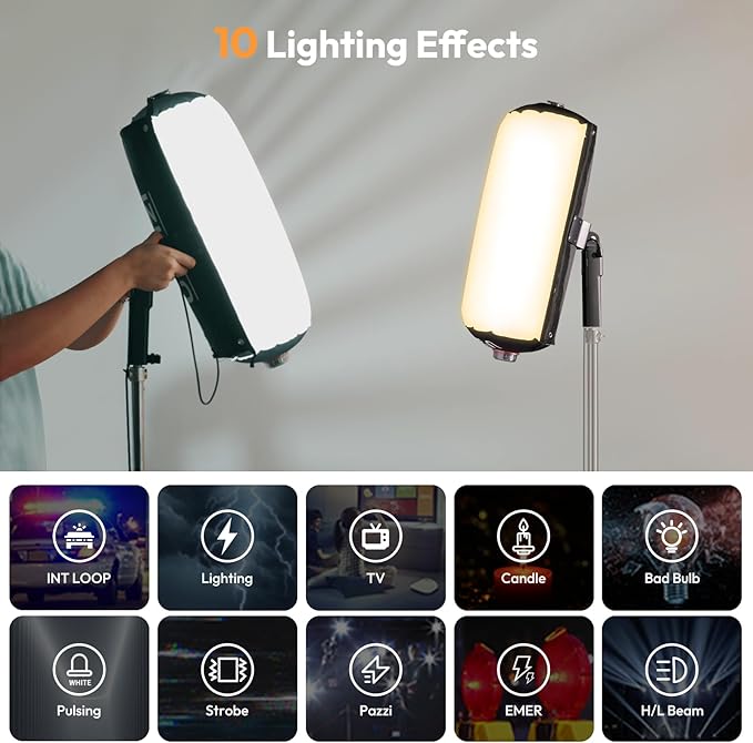 Ulanzi AL60 Inflatable Tube Light - LED Video Light Photography with Remote, 2700K-6500K CRI≥96 10 Effects Portable Photography Camera Soft Light for Game/Live Stream/YouTube(Not Adapter & Power Bank)