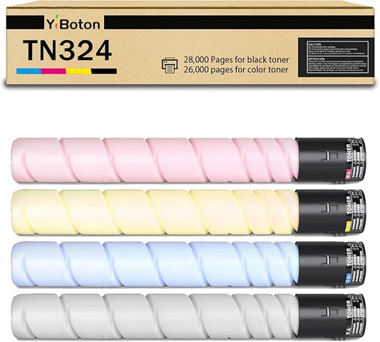 High Yield TN-324 TN512 TN324 TN513 TN514 TN515 TN516 Toner Cartridge Compatible for Konica Minolta Bizhub C458 C558 C658 for C258 C308 C368 C454 C554 Printers (Black Cyan Magenta Yellow)